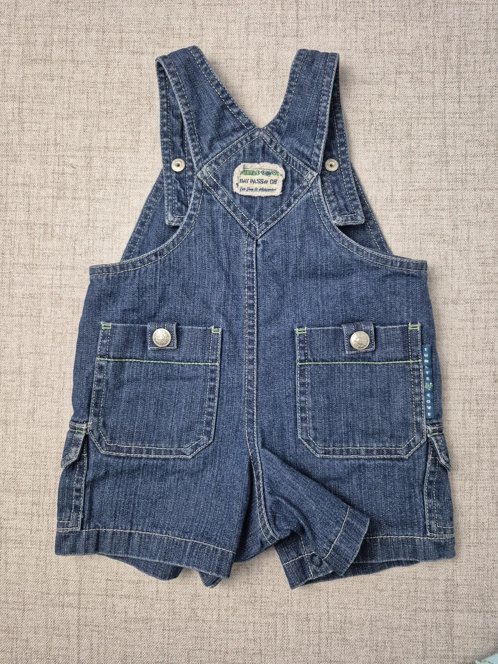 Vintage Y2k Koala Kids Baby Boys 12M Denim Turtle Shortalls & T-Shirt Set